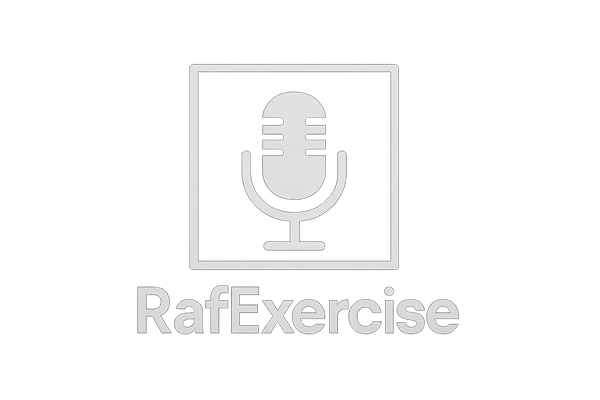 cria um logo de um quadro com um microfone e com a seguinte palavra "RafExercise" isto em branco